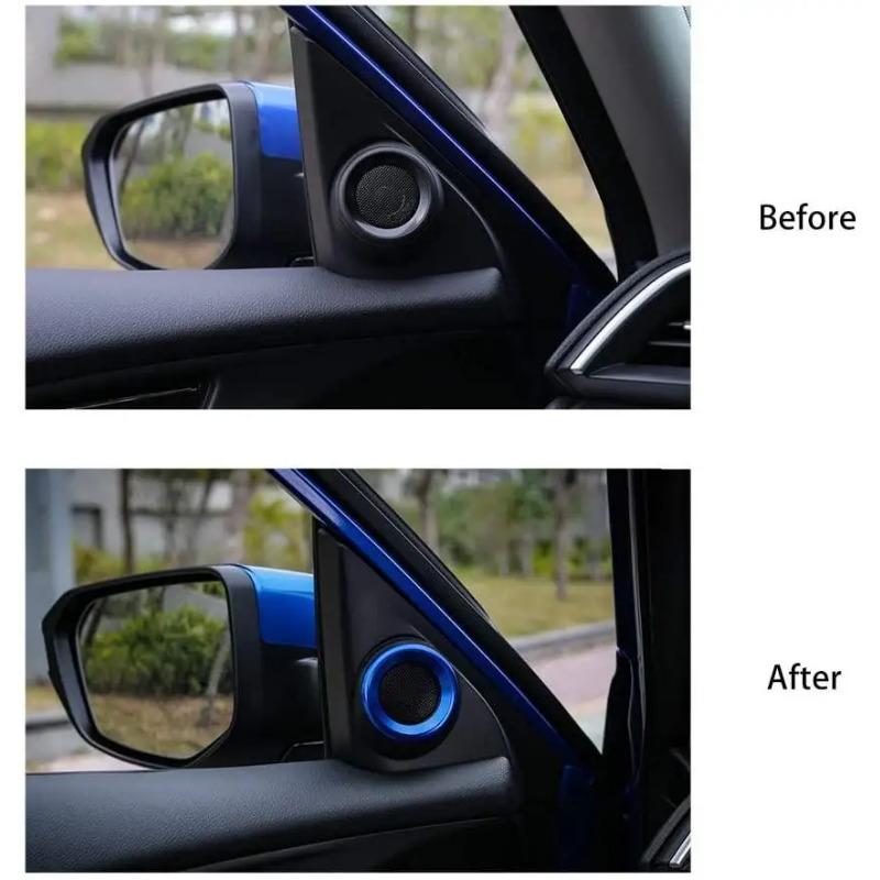 1Pair Door Audio Speaker Rings A-pillar Loudspeaker Decorations Circle Trims For 2016 2017 2018 2019 10th Gen Honda Civic