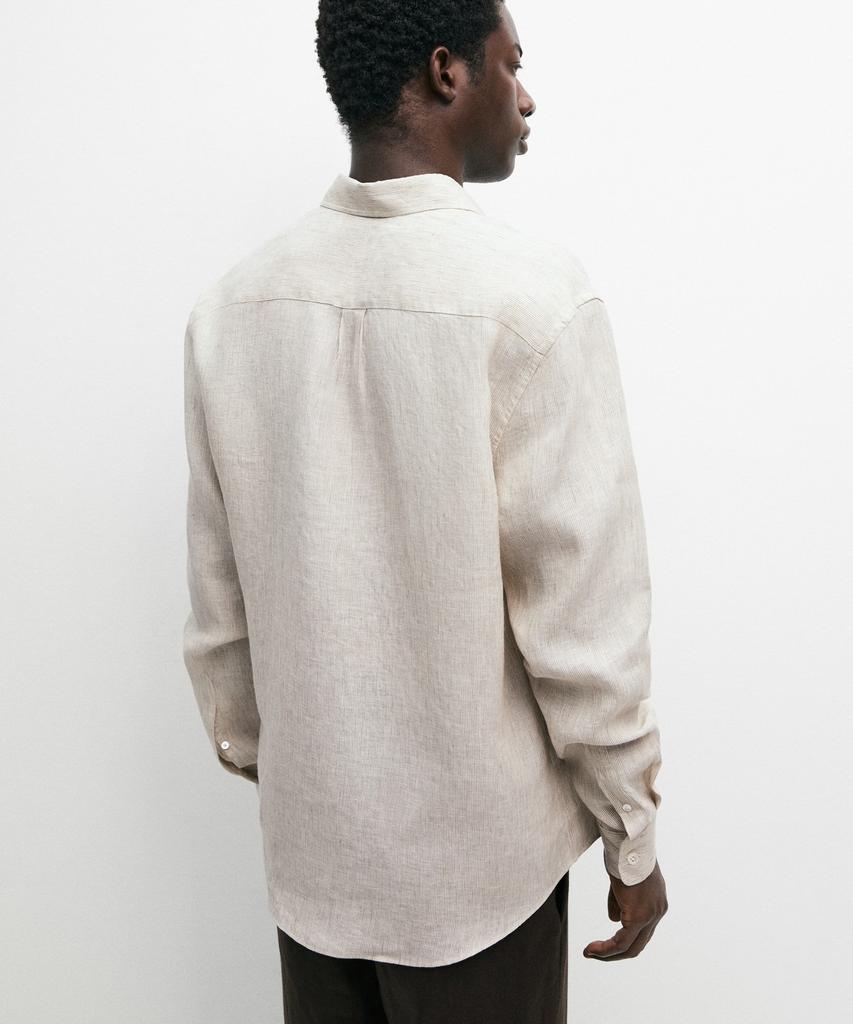 Masimodutti Regular Fit Washed Striped 100% Linen Shirt