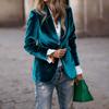Giacca Blazer in Velluto da Donna, 4 Colori, Design Senza Tasche, Vestibilità Slim