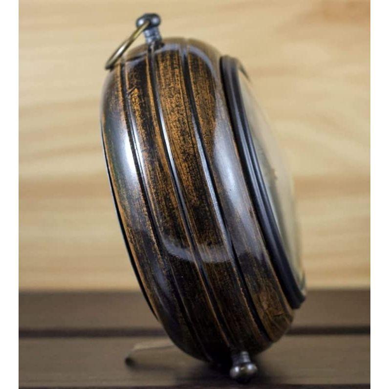 Table Clock Antique Style Office Home Decor Handicrafts Items Wedding Gift Bedroom Living Room Antique Table Clock Design(Wood,Brown)