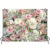 1 elegant floral wall background banner - pink and white rose and wisteria design, multiple sizes to choose from