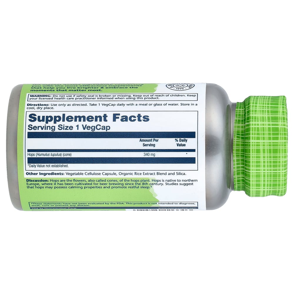 Solaray True Herbs Hops 340mg Veggie Capsules 100 Count