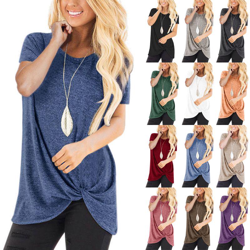 Stylish Women's Tunic Tops Short Sleeve Summer Loose Blouse Plus Size Shirt T-shirt