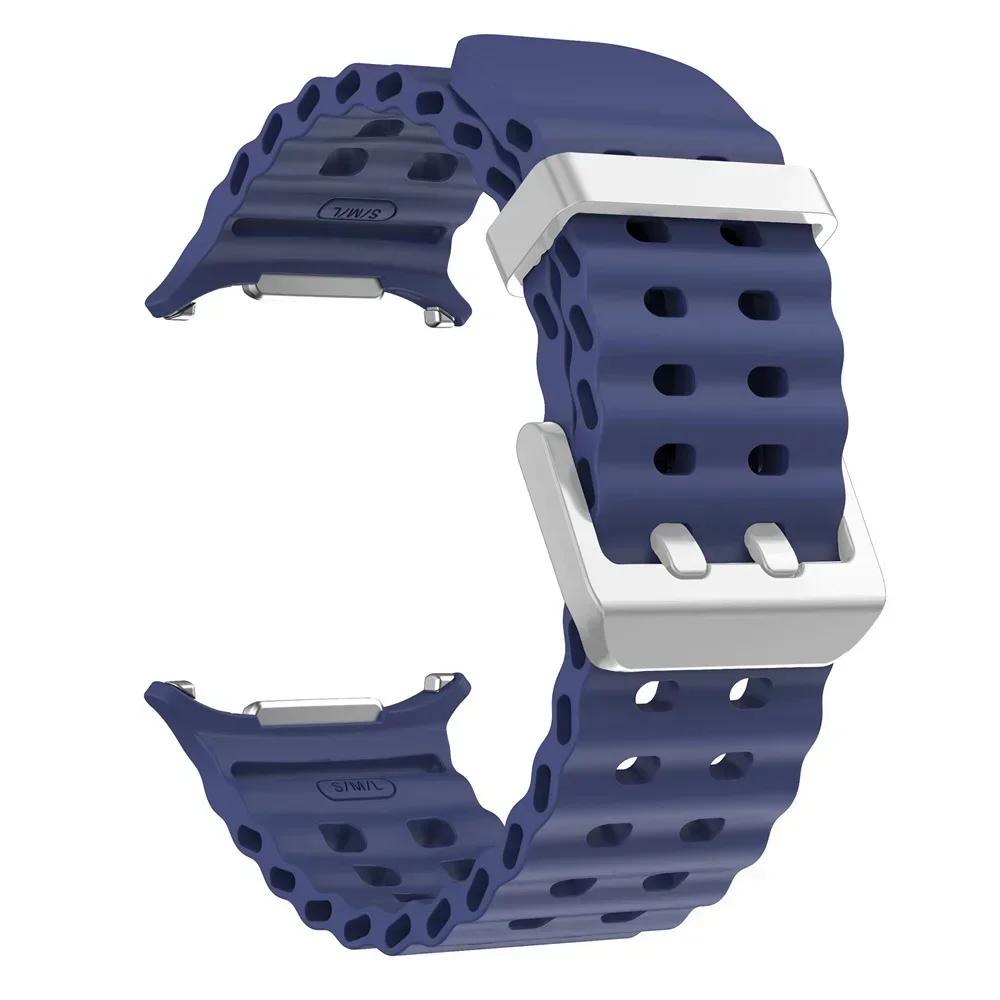 NEW Marine Silicone Strap For Samsung Watch 7 Ultra 47mm Bracelet No Gaps Sport Two-tone Band for Galaxy Ultra Watchband Straps