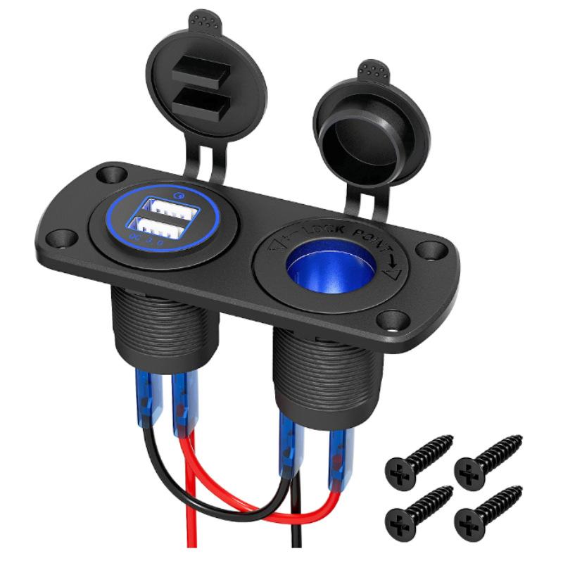 36W QC3.0 USB Steckdosenpanel Wasserdicht Schnellladung Dual USB Steckdosenadapter für Auto Boot Wohnmobil Motorrad
