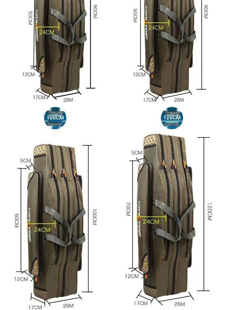 Large Wear-Resistant Fishing Bag, Two or Three Layers, 80-130 cm, Free Shipping