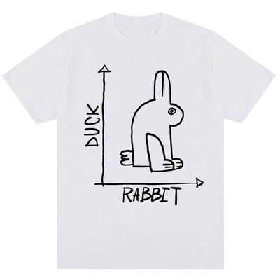 Lustiges Kaninchen Enten Design Meme T-Shirt Mode Männer Frauen Humor Niedlich Kurzarm Übergroß 100% Baumwolle Freizeit T-Shirts Streetwear