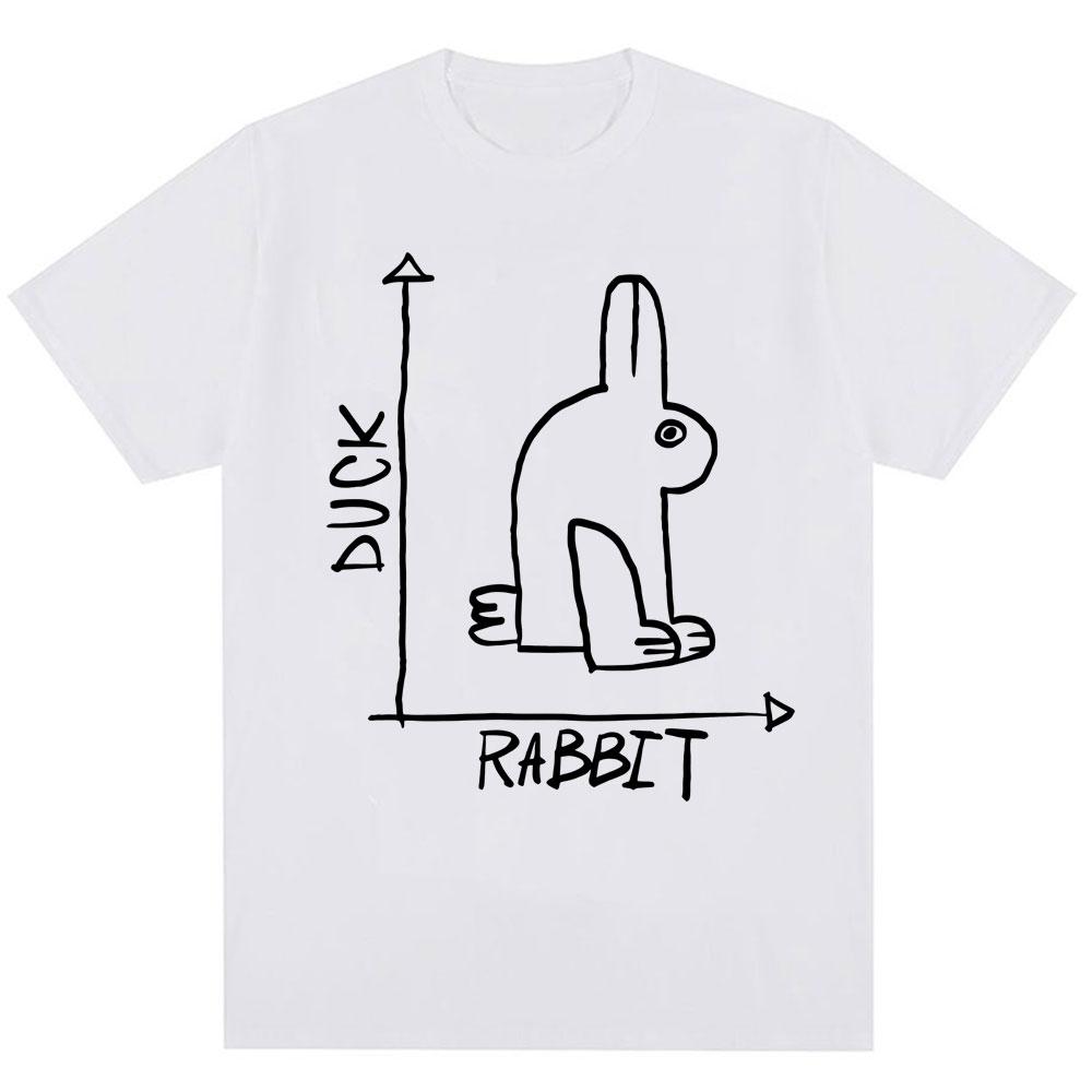 Funny Rabbit Duck Design Meme T Shirt Fashion Men Women Humor Cute Short Sleeve Oversized 100% Cotton Casual T Shirts Streetwear