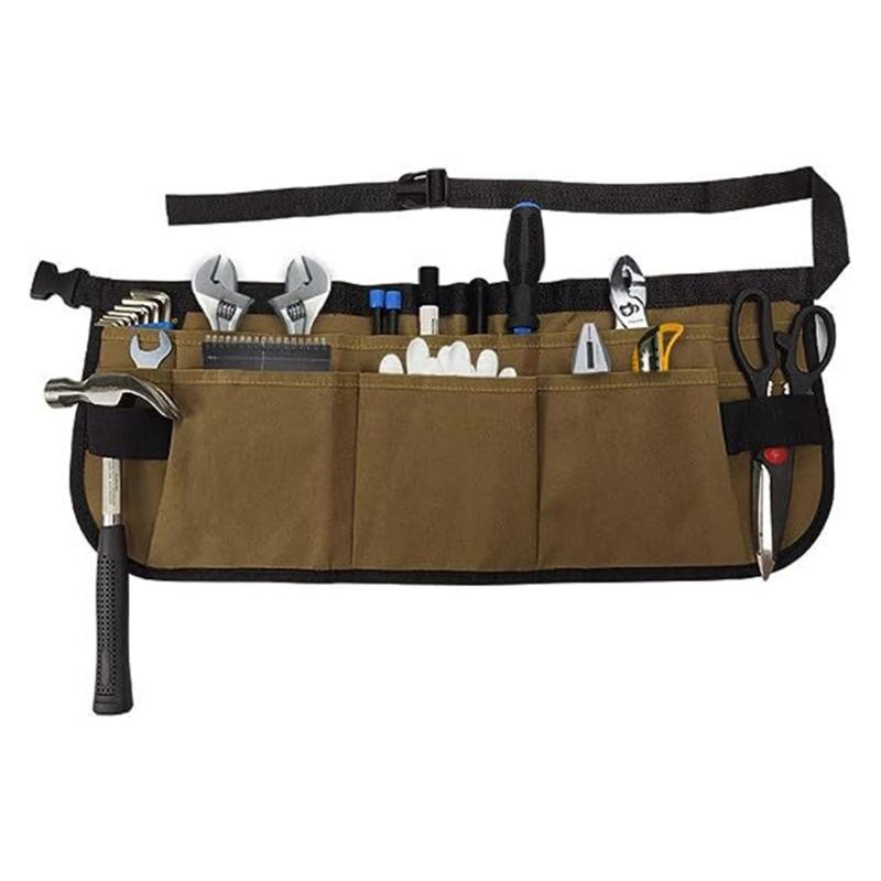 Durability Canvas Belt Tool Bag Tool Waist Bag For Gardener Technician Electrician Tool Organizers With Multiple Pockets