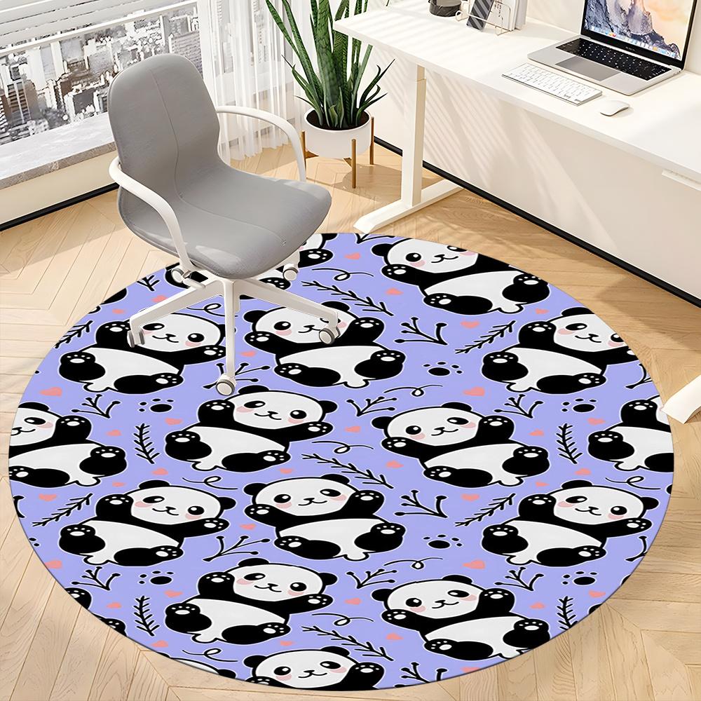 1 Stück Panda Muster Büro Runder Teppich, Indoor Matte Geeignet Für Büro, Unter Bürostühlen Schlafzimmer Wohnzimmer Heimdekoration, Zimmer Deko 041