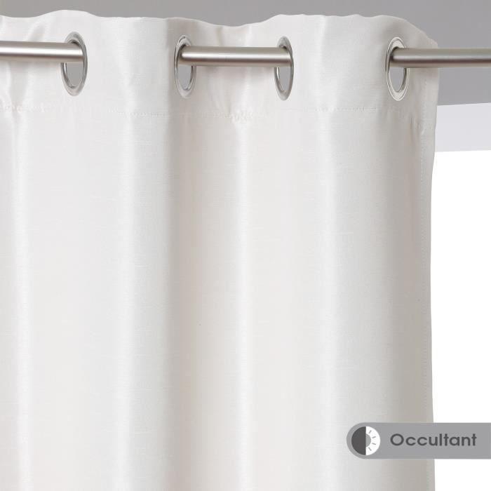 Rideau occultant - Satin - Ivoire - 140 x 260 cm - 100% Polyester - Lavable à 30°