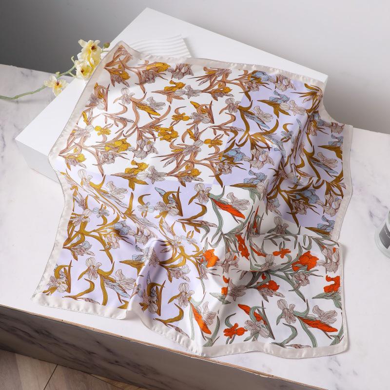 Silk Women's Square Scarf - Chinese Style Headscarf for Spring, Summer, Autumn - Neck Protection & Warmer - Elegant Thin Mom Style