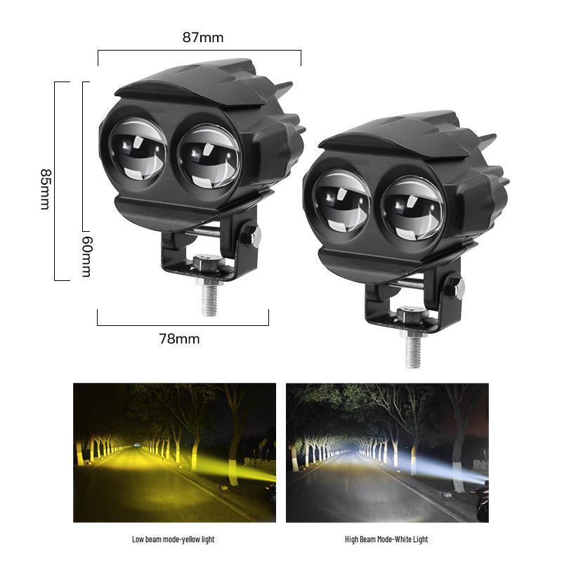 Dual Color 80V LED Headlight for Motorcycles: Super Bright High/Low Beam In White/Yellow