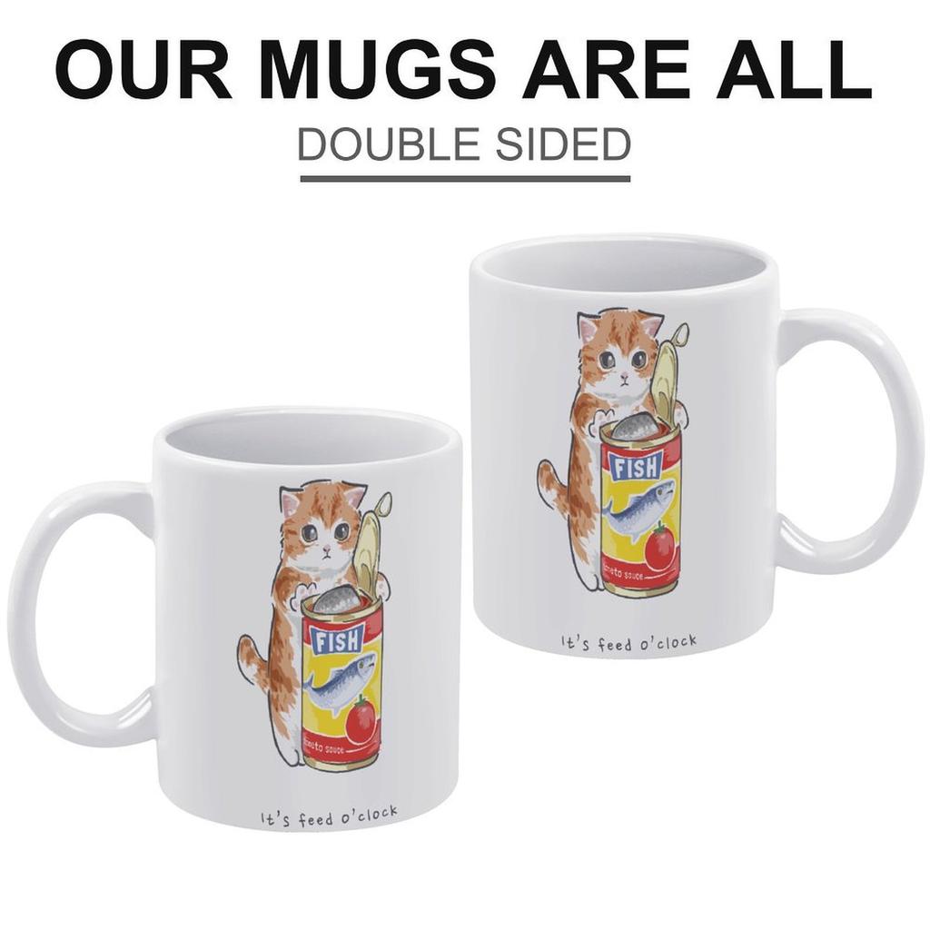 1 Stück 11oz Weiße Keramiktasse Beidseitig bedrucktes Muster Langlebige Kaffeetasse Ideal für Zuhause Büro Geschenk Teilen