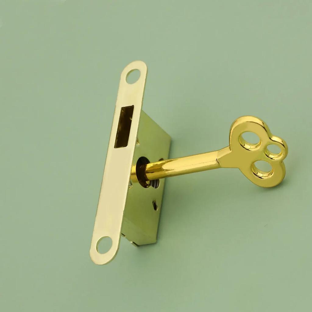 3 Sätze Vintage-Schmuckkästchen-Schloss, antikes Holzkisten-Schloss, Bronze/Gold, für Schrankschublade, Schiebetürschloss, Möbelbeschläge