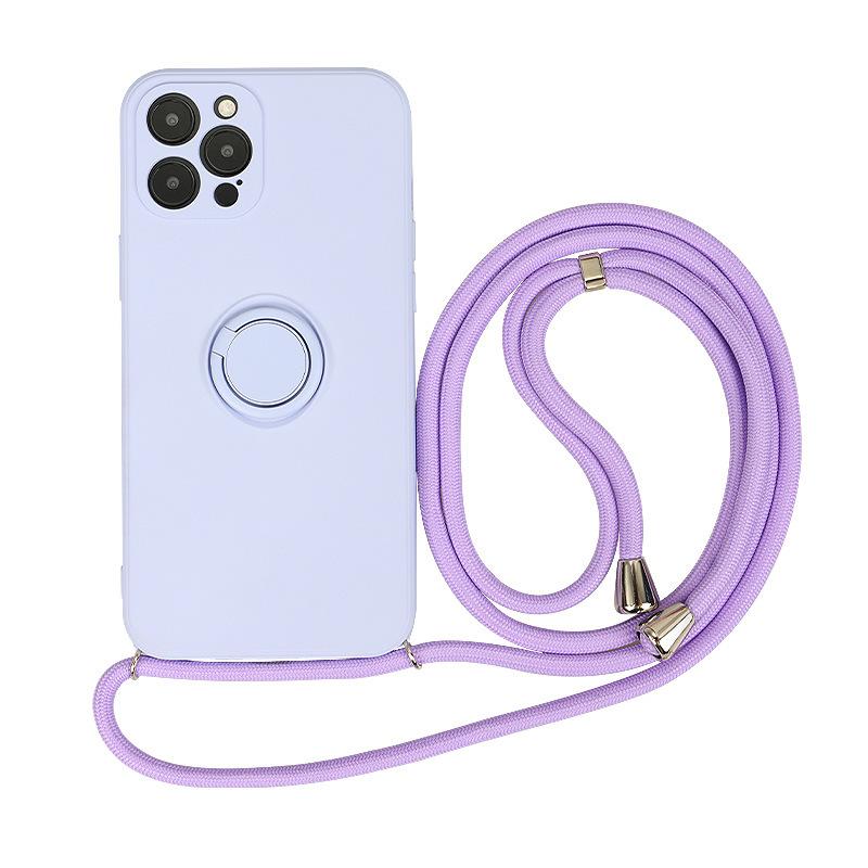 Liquid Frosted Magnetic Silicone Phone Case With Lanyard Crossbody Stand Protective Cover For Apple Iphone