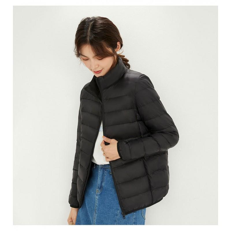 Womens Lightweight Hooded Short Down Jacket 91% White Duck Fill Regular Fit Casual Office Wear