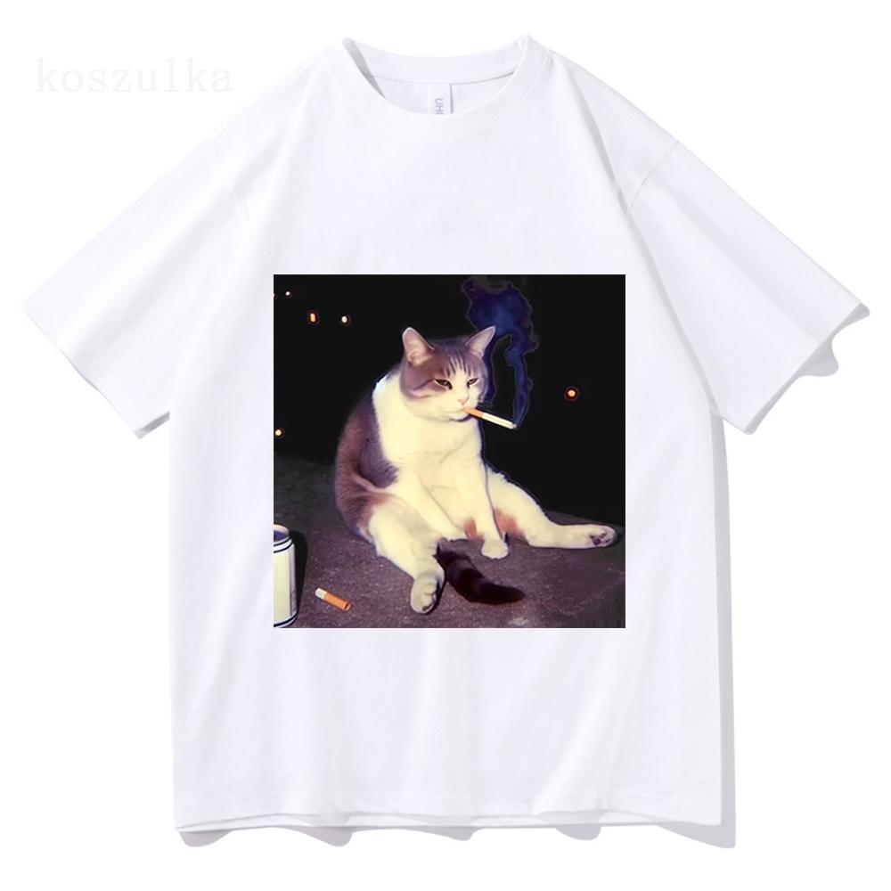 

Vintage Cigarette Kitten Funny Smoking Cat Meme Stupid Brainrot Graphic TShirt Unisex Women Fashion Tshirts Cotton Casual T Shirt 4XL