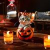 Cute Halloween Cat Pumpkin Statue Handmade Cat Desk Figurine  Christmas Celebration