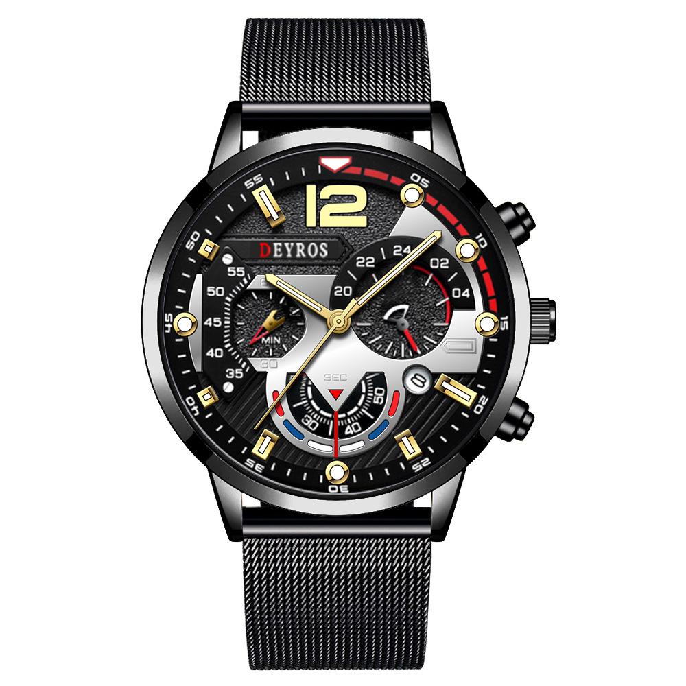 Business Men's Calendar Quartz Wristwatches Fashion Mens Mesh Strap Watch,ideal Choice for Gifts To Men