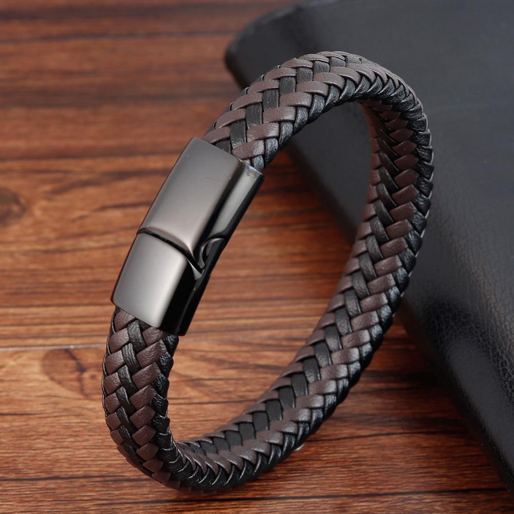 Leather Rope Bracelet, Leather Woven Bracelet, Genuine Leather Bracelet, Leather Bracelet, Men's Cowhide Jewelry.