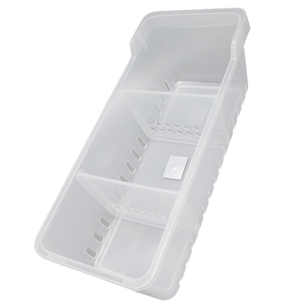 Refrigerator Organizer Bin Clear Storage Bin with 2 Divided Compartments for Kitchen Cabinet OfficeS: 40x16x14.1cm