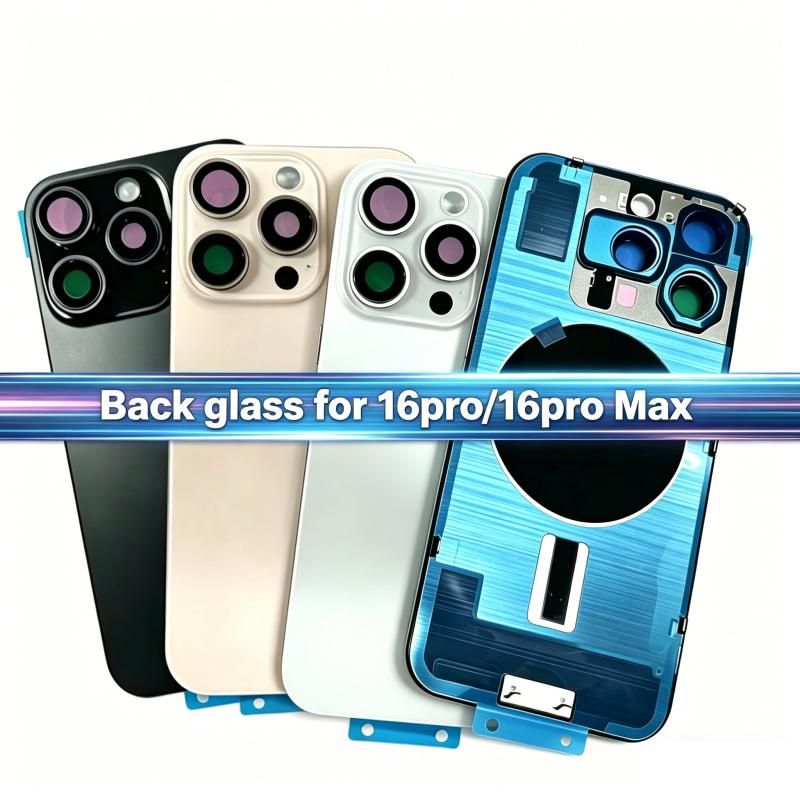 Заднее стекло для 16 pro 16 pro max Задняя крышка корпуса с металлической пластиной Магнитное стекло объектива камеры for-16 pro-Black