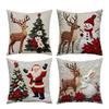 Christmas Pillow Cover 18x18 Inch Santa Reindeer Cushion Cover with Hidden Zipper Tree Snowman