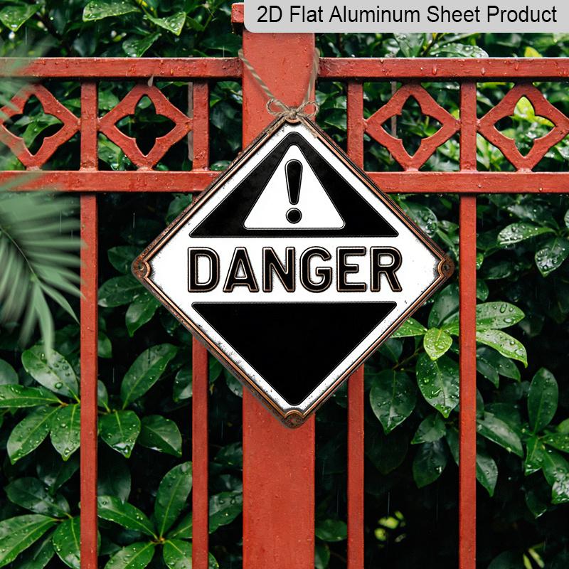 2D Flat, 1pc, Danger Sign Theme, Decorative Gift for Industrial Decor Lovers, Vintage Metal Aluminum Sign, Suitable for Factory, Laboratory, Repair