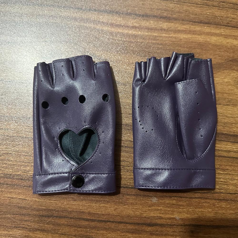 Dance Gloves Ladies Street Punk Stage Performance Thunderbolt Half Finger Gloves Nightclub Photography Leather Dance Gloves