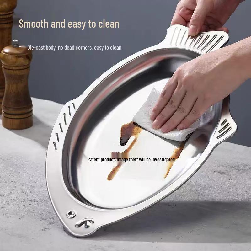 Owalny talerz ze stali nierdzewnej w kształcie ryby do ryb gotowanych na parze lub grillowanych