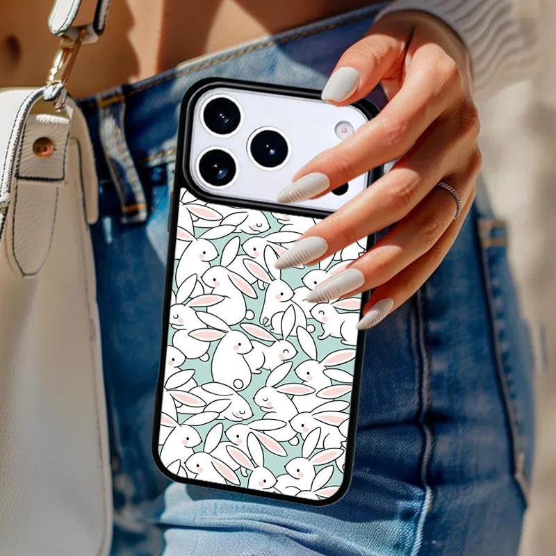 Cute Bunny Rabbit Phone Case For iPhone 17 Air 14 15 13 12 Max Cover For Apple 14 15 16 16e 11 Pro Max Plus Coque