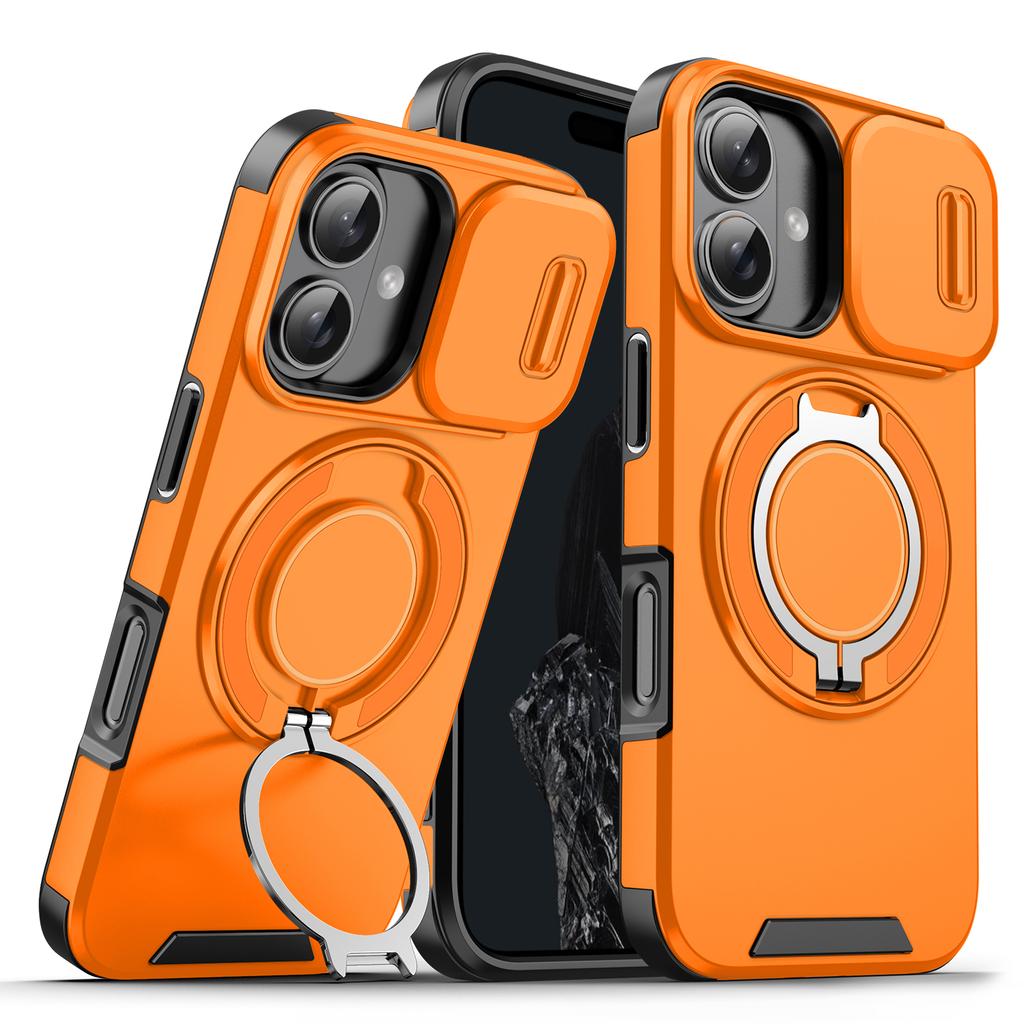 Suitable for iPhone 16 15 14 Plus 13 12 Pro Max 16E 360 Degree Rotating Magnetic Bracket With Camera Protection Phone Case