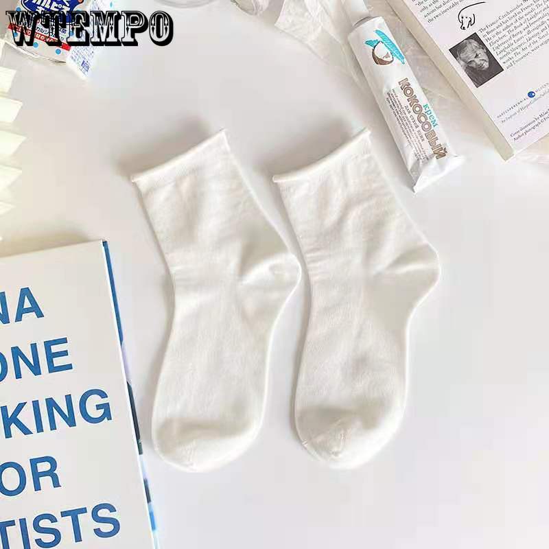 White Jk Socks Lolita Women Socks Mid-calf Thin Bubble Mouth Cute Japanese Uniform Lace Short Socks
