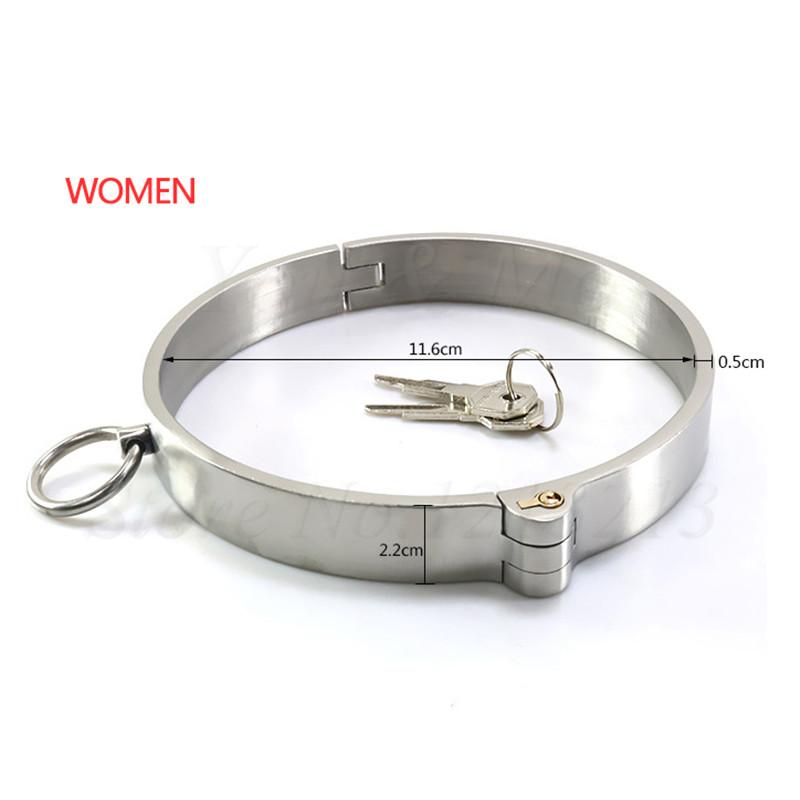 304 Stainless Steel Neck Collar Restraint Metal Choking Rings Premium Bondage Neck Slave Lockable Nacklace Fetish SM Sex Games