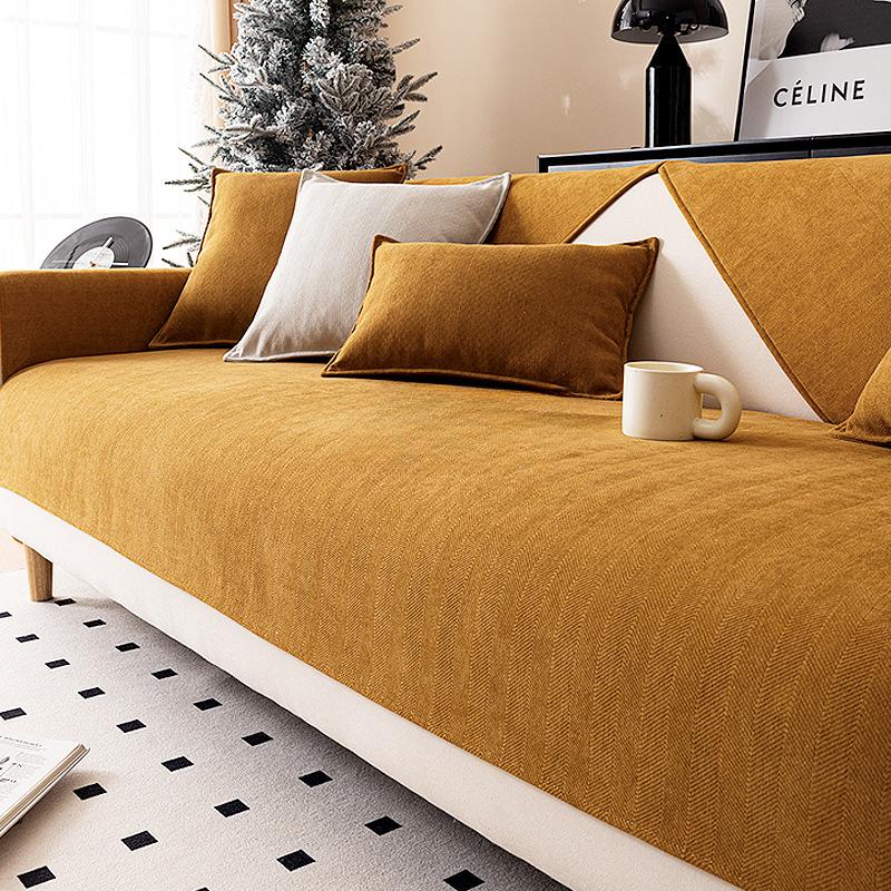 Four Seasons Universal-Sofakissen, Fischgrätenmuster, gestreiftes Chenille, moderne, minimalistische Sofabezüge, Kissen, rutschfest, einfarbig