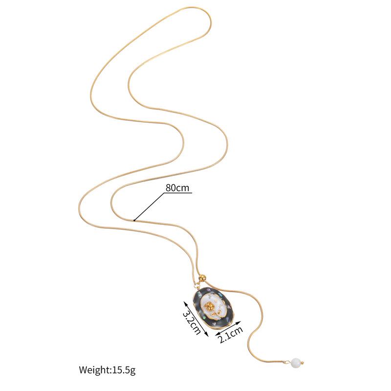 Elegant 18K Gold Vintage Stainless Steel Geometric Oval Jewelry Set