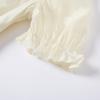 Women's French Puff Sleeve Embroidered Tassel Dress