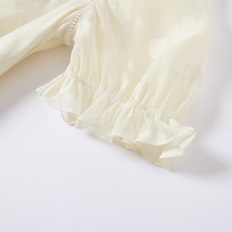 Women's French Puff Sleeve Embroidered Tassel Dress