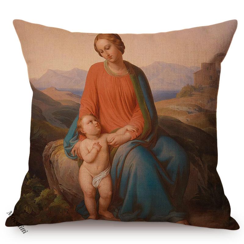 Classic Renaissance Oil Painting Art Throw Pillow Case Europe Vintage Elegant Lady Woman Portrait Sofa Decoration Cushion Cover