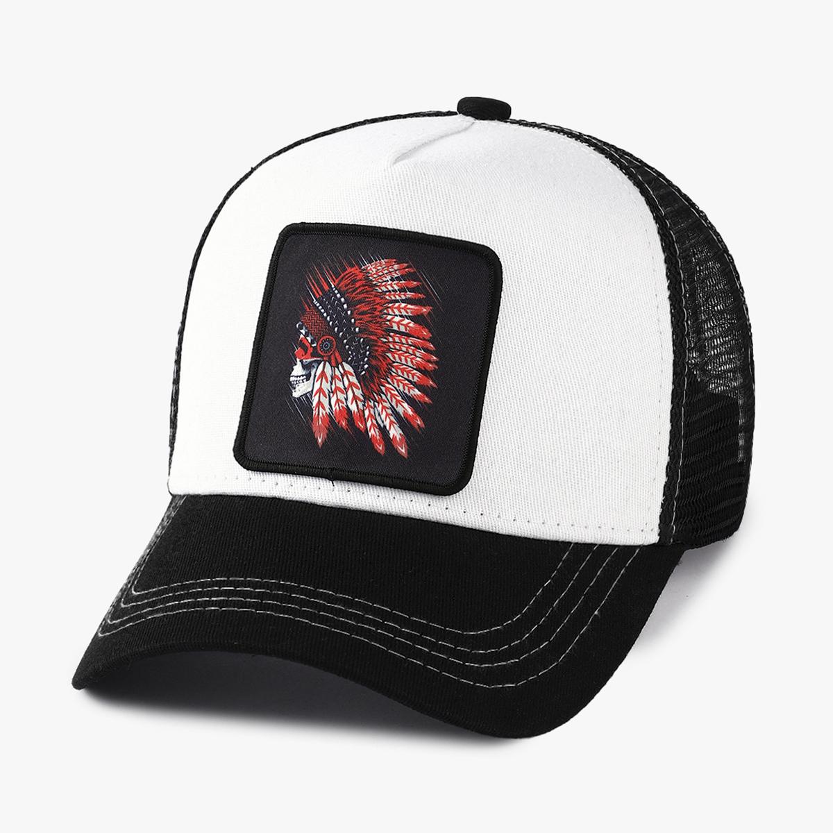 

Fashion simple patch cloth feather crown Totem gauze baseball cap summer shade breathable color matching adjustable cap suitable One Size