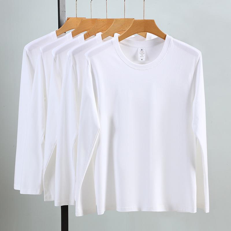 Men's Heavyweight 220g Cotton Long Sleeve Crew Neck T-Shirt, Available In 24 Solid Colors