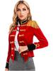 Womens Ringmaster Jacket Stand Collar Design Fringed Shoulder Board Velvet Coat Circus Halloween Costume