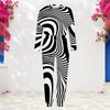 Women Plus Size Black White Printed Round Neck Long Sleeve Cuffed Top Cuffed Pants Two Piece Set