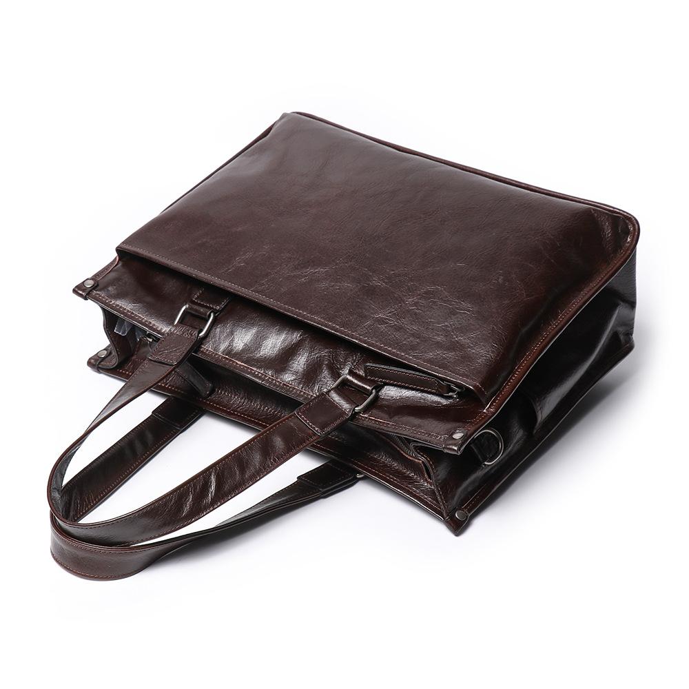 Bolsa de Viagem Masculina de Couro para Negócios Ombro Transversal Pasta para Notebook de 15,6 Polegadas
