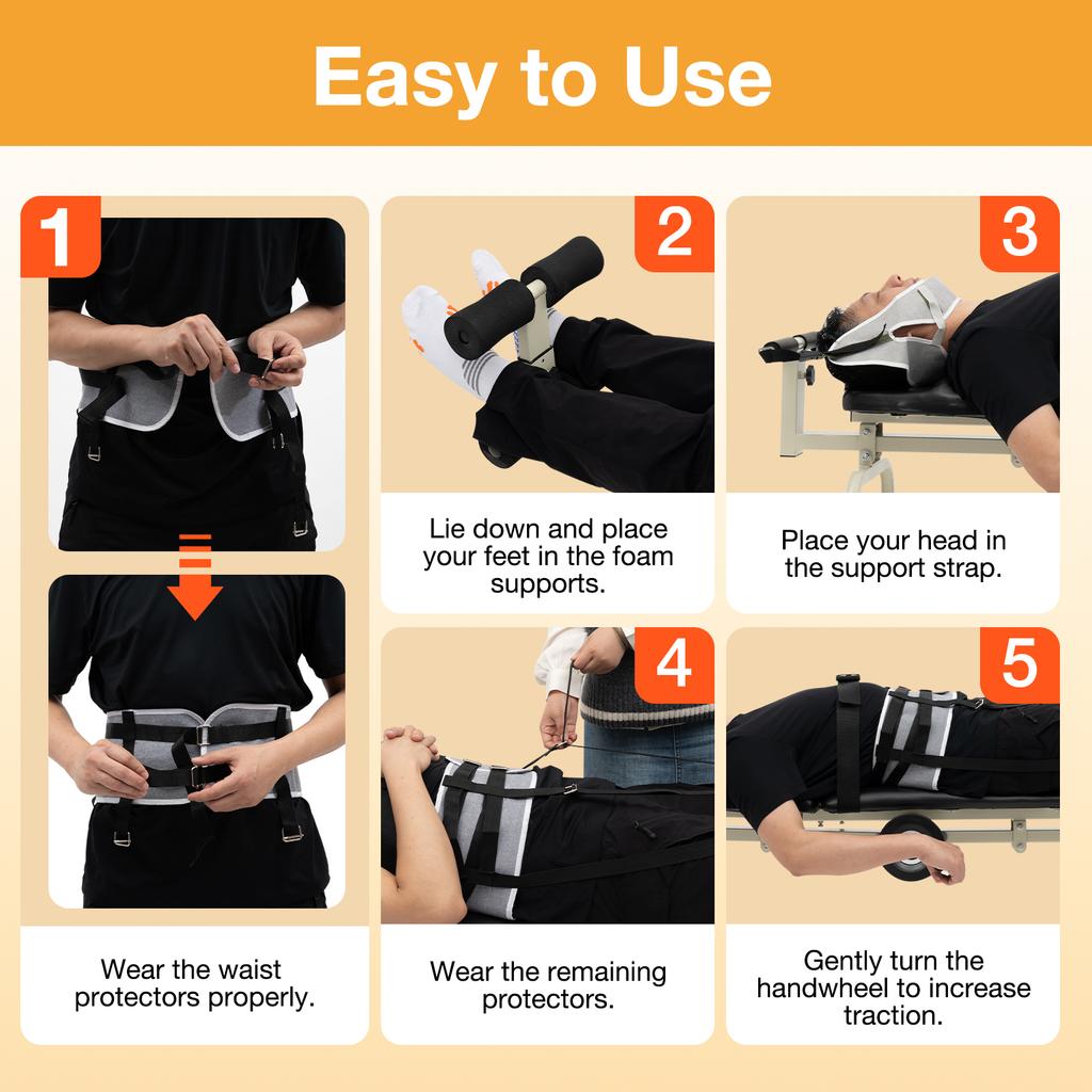 Langlebiger & Robuster Multifunktionaler Körperdehner Verstellbares Zervikales und Lumbares Traktionsbett für Personen zwischen 4,75 bis 6,07 Fuß