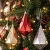 Vintage Cracked Christmas Baubles Gold Silver Red Diamond Rhombus Shape Xmas Tree Hanging Ornaments