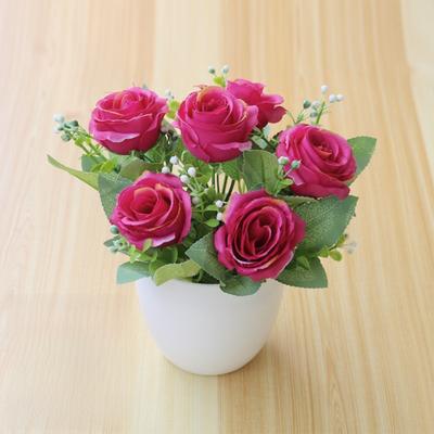 Simulation Rose Artificial Potted Plant Fake Plants Multicolor Faux Flower Bonsai Plastic Potted Plant Party Decor
