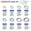 555Pcs/Box Stainless Steel Lock Washers Anti-Slip Locking External Tooth Lock Washers Durable Washers Assortment Kit