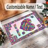 Hearts Theme Crystal Velvet Floor Rug Personalized Custom Name Text Warm Carpet Home Decoration